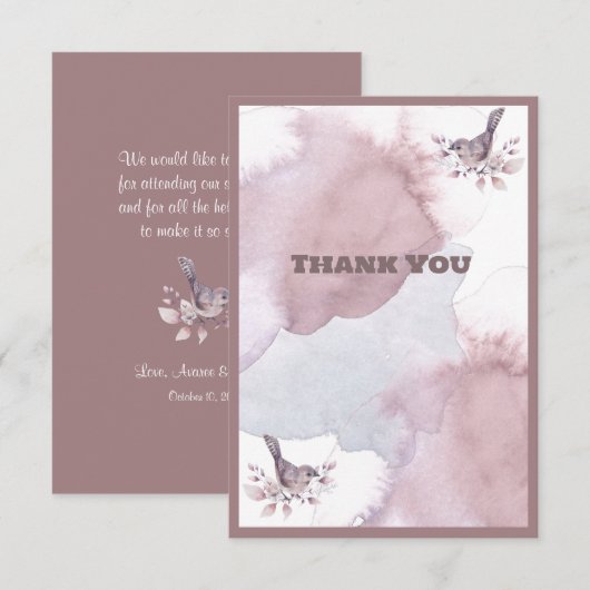 Stof rood waterverf bedankkaart (Voorkant / Achterkant)