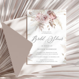 Stof Roos Blush Boho Pink Floral Vrijgezellenfeest Kaart
