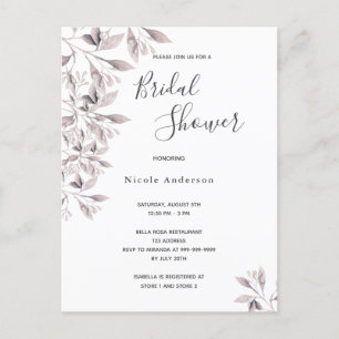 Stof roos botanische bridal Shower-uitnodiging Briefkaart