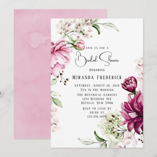 Stof Roos en Blush Pink Paint Vrijgezellenfeest Kaart (Voorkant / Achterkant)