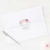 Stof Roos en Stof Blauw Bloemige Dank Je Wel Ronde Sticker (Envelop)