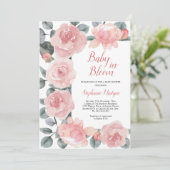 Stof Roos Eucalyptus Baby Bloom Baby shower Kaart (Staand voorkant)