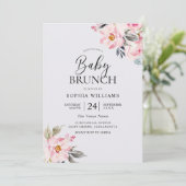 Stof Roos Floral Blush Pink Baby shower Brunch Kaart (Staand voorkant)