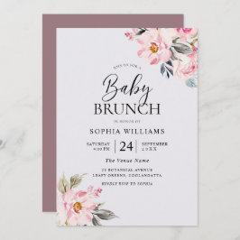 Stof Roos Floral Blush Pink Baby shower Brunch Kaart