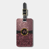 Stof Roos Leopard Skin and Glitter Monogram Bagagelabel (Voorkant verticaal)