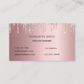 Stof roos roze glitter drip monogram initiaal visitekaartje (Achterkant)