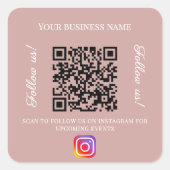 Stof roze bedrijfsnaam qr code instagram vierkante sticker (Voorkant)