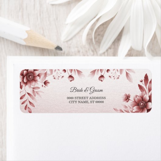 Stof Roze Bloem Retouradres Label (Insitu)