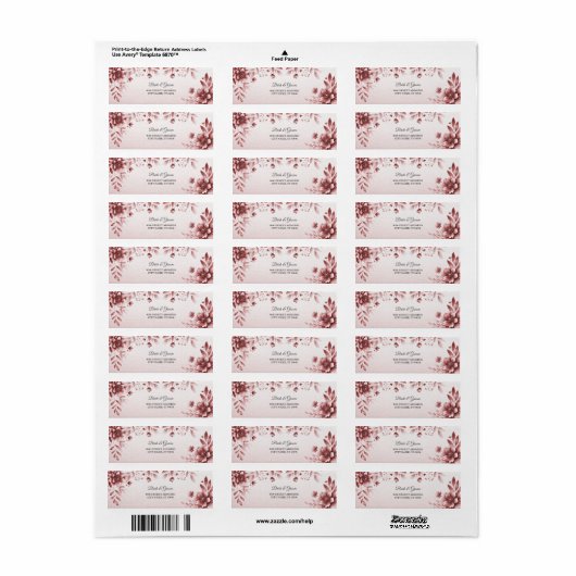 Stof Roze Bloem Retouradres Label (Full Sheet)