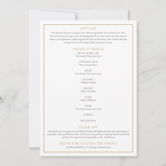 Stof Roze Bloemendienst Order Of Service Programma (Achterkant)