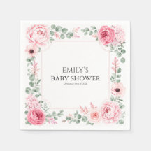 Stof Roze Bloemige Baby Shower Papieren Servet