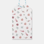 Stof roze bloemige bruidsdouche cadeaulabel (Achterkant)