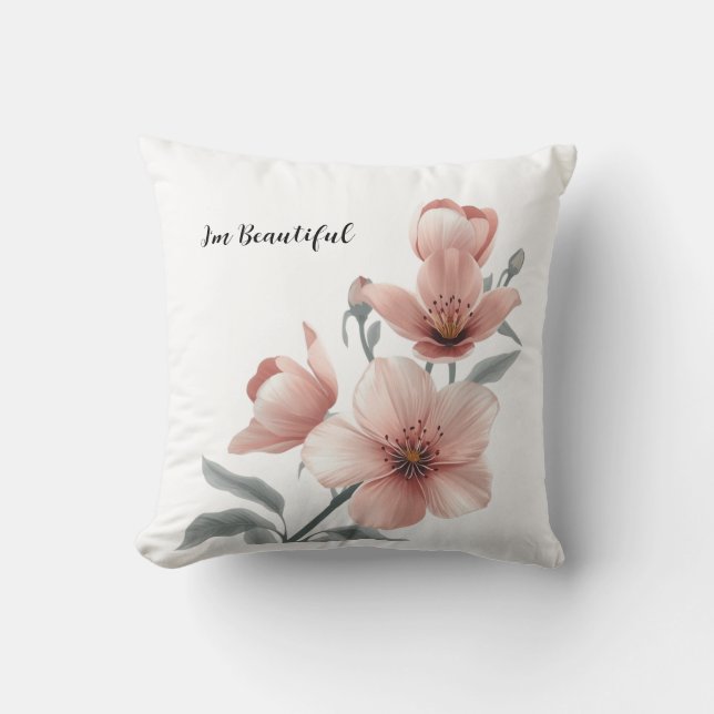  Stof Roze Bloesem Bloem Kussen Hoes  (Voorkant)