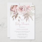 Stof Roze Champagne Glans Blush Baby Shower Kaart (Voorkant)