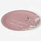 Stof Roze Chinoiserie Bloementuin Bruiloft Papieren Bordje (Gekanteld)