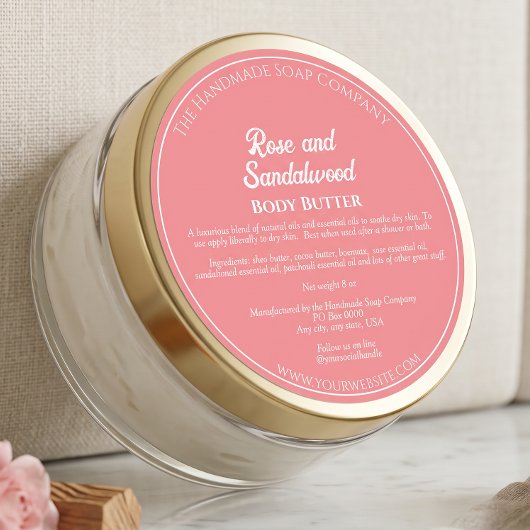 Stof Roze Cosmetica Pot Etiket met Ingredienten