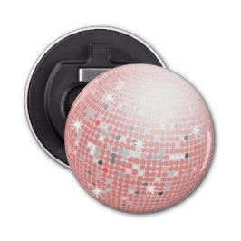 Stof Roze Disco Bal Retro 70s Button Flesopener