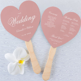 Stof Roze Elegant Script Hart Trouwprogramma Handwaaier