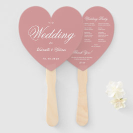 Stof Roze Elegant Script Hart Trouwprogramma Handwaaier