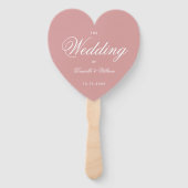 Stof Roze Elegant Script Hart Trouwprogramma Handwaaier (Voorkant)