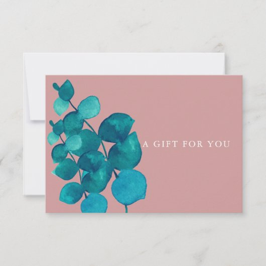 Stof Roze Eucalyptus Bladeren Cadeaubon (Voorkant)