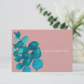 Stof Roze Eucalyptus Bladeren Cadeaubon (Staand voorkant)