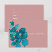 Stof Roze Eucalyptus Bladeren Cadeaubon (Voorkant / Achterkant)