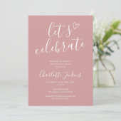 Stof Roze Feest Script Foto Afstudeerfeest Kaart (Staand voorkant)