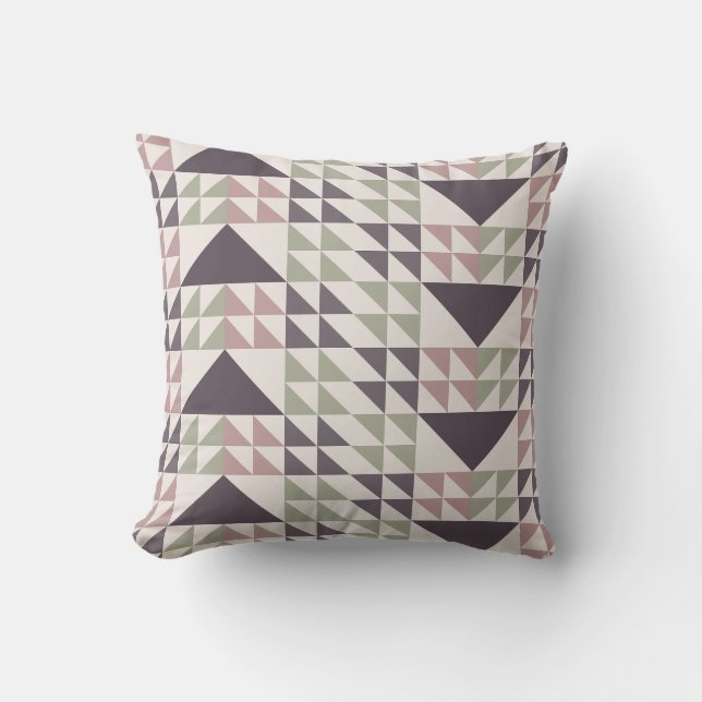 Stof Roze Geometrisch Quilt Patroon Worp Kussen (Voorkant)
