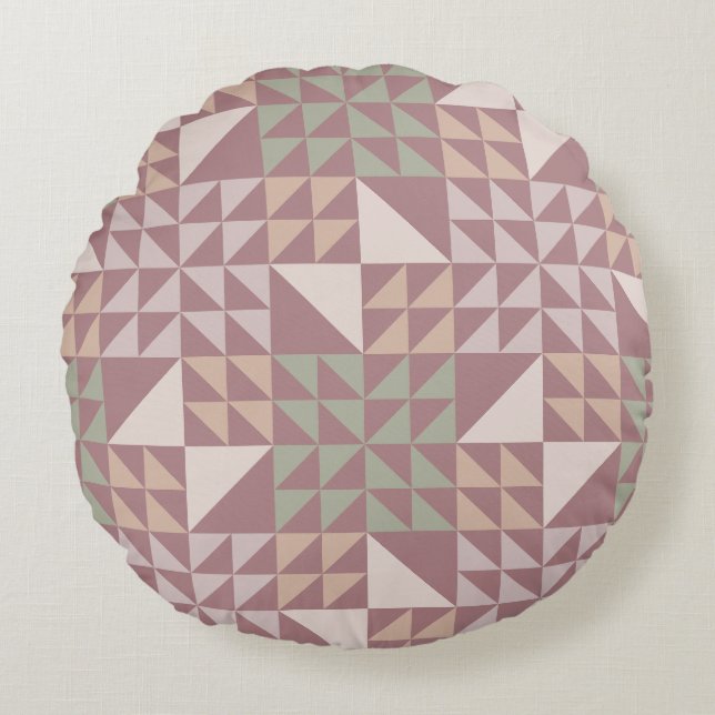 Stof Roze Geometrisch Quilt Patroon Worp Kussen (Voorkant)