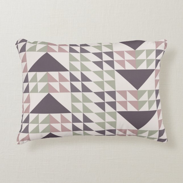 Stof Roze Geometrisch Quiltpatroon Worp Kussen (Voorkant)
