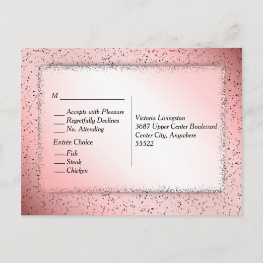 Stof Roze Glitters RSVP met Keuze Menu (Achterkant)