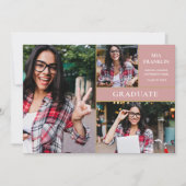 Stof Roze Goud Afgestudeerd 3 Foto Afstudeerceremo Aankondiging (Voorkant)