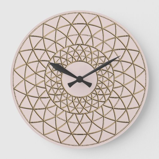 Stof Roze Goud Metallic Cirkel Ontwerp Grote Klok (Voorkant)
