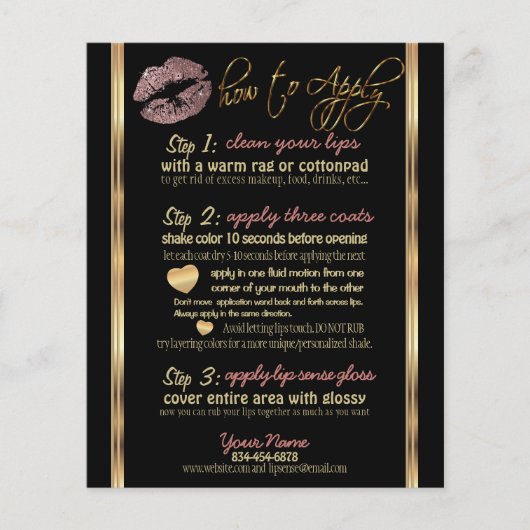 Stof Roze Gouden Glitter Lip Instructies Flyer (Voorkant)