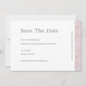 Stof Roze Grijs Witte Marmer Save The Date Trouwda Kaart (Voorkant)