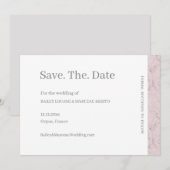 Stof Roze Grijs Witte Marmer Save The Date Trouwda Kaart (Voorkant / Achterkant)