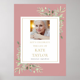 Stof Roze Groene Foto Herdenkingsbord Poster