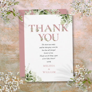 Stof Roze Groene Letter Baby Shower Gedicht Bedankkaart