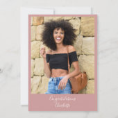 Stof Roze Helder Toekomst Foto Afstudeerfeest Kaart (Achterkant)