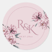 Stof Roze Mauve Pioen Huwelijksgunst Ronde Sticker (Voorkant)