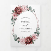 Stof Roze Mauve Roos Bloemige Geometrische Trouw  Drieluik Aankondiging (Cover)