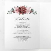 Stof Roze Mauve Roos Bloemige Geometrische Trouw  Drieluik Aankondiging (Binnenzijde eerst)