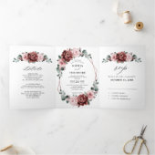 Stof Roze Mauve Roze Bloemige Geometrische Trouw Drieluik Aankondiging (Binnen)