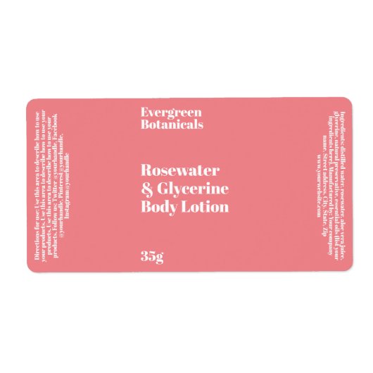 Stof Roze Modern Cosmetica Fles Etiket (Voorkant)