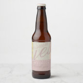 Stof Roze Moderne Bruidsdouche BEDANKT Klassiek Bier Etiket (Voorkant)