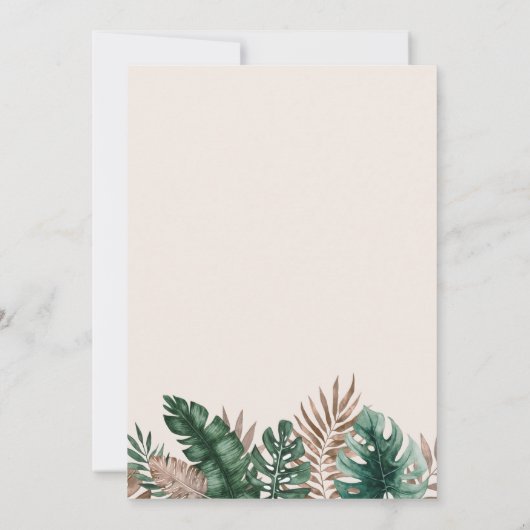 Stof Roze Moderne Tropische Waterverf Trouwdag Kaart (Achterkant)