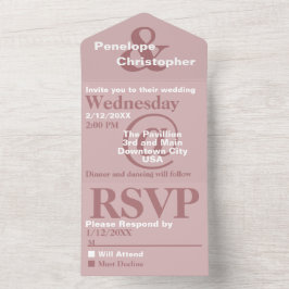 Stof Roze Moderne Typografie Grote Symbolen Trouwe All In One Uitnodiging