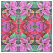 Stof - Roze/Rode Poinsettias (Swatch)