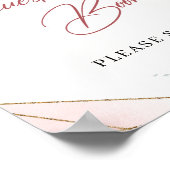 Stof roze roos eucalyptus goud gastboek teken poster (Hoek)